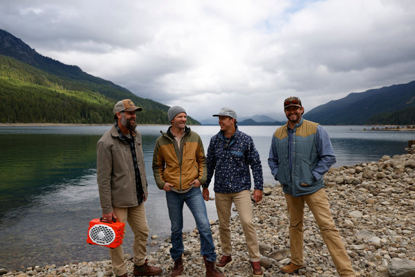 Turtlebox founders with the Original speaker in nature