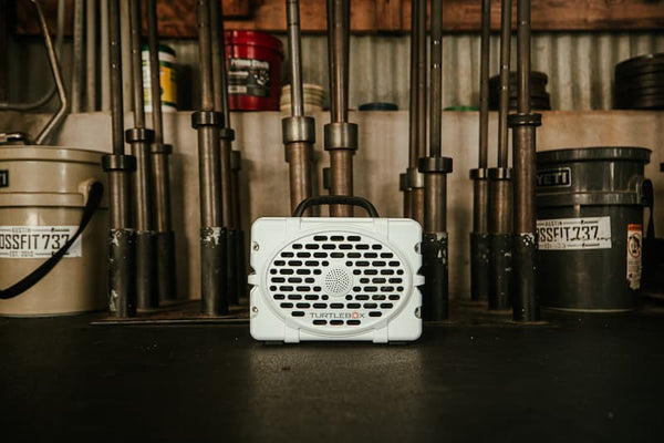 Turtlebox playing music in the gym