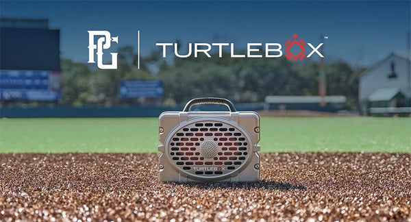 Turtlebox in baseball park - Perfect Game x Turtlebox collaboration