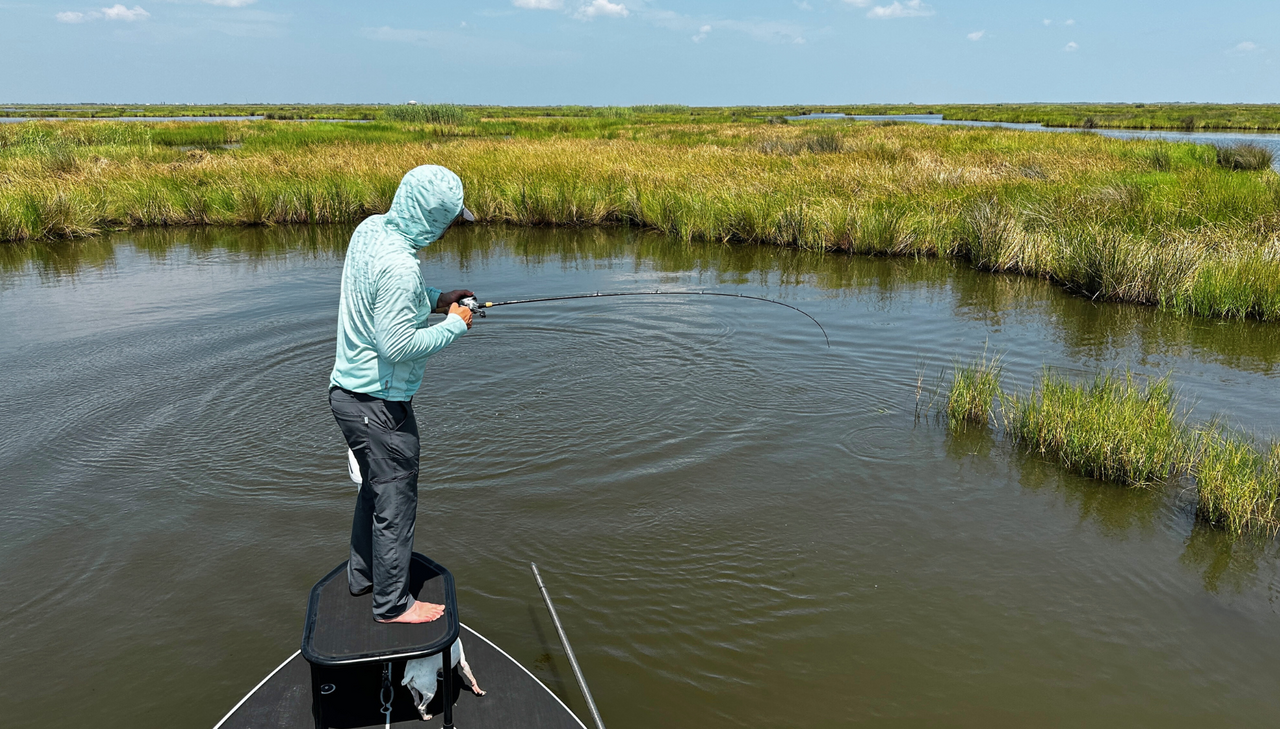 Caleb fishing the flats