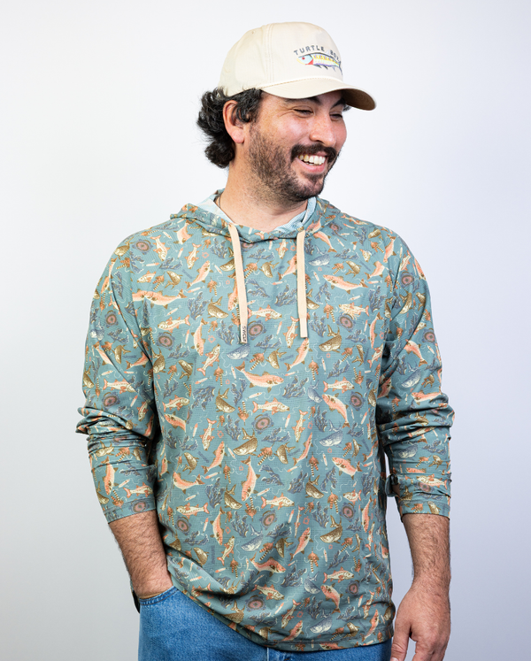 A lifestyle photo of the Turtlebox Sun Hoodie