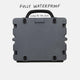 Turtlebox Grande speaker in gray back view saying fully waterproof, listen for the click #speaker-color_gray