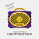 Purple & Gold LSU Original speaker front view with info saying engineered for the outdoors #speaker-color_purple-gold-gameday-series