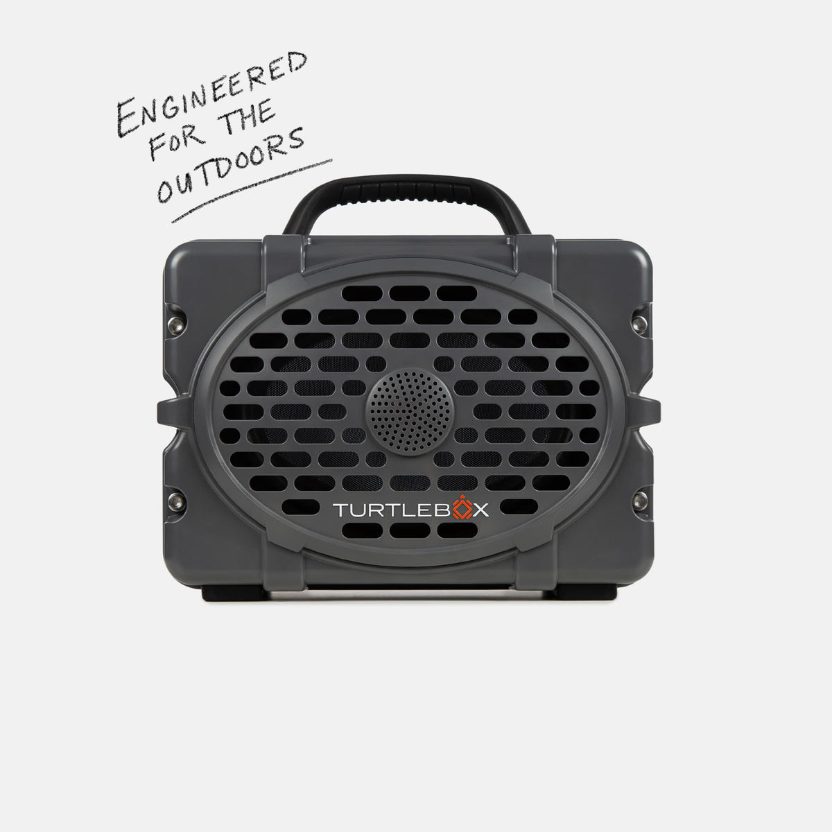 Studio shot of a Original speaker front in Gray showing the speaker is engineered for the outdoors. #speaker-color_gray