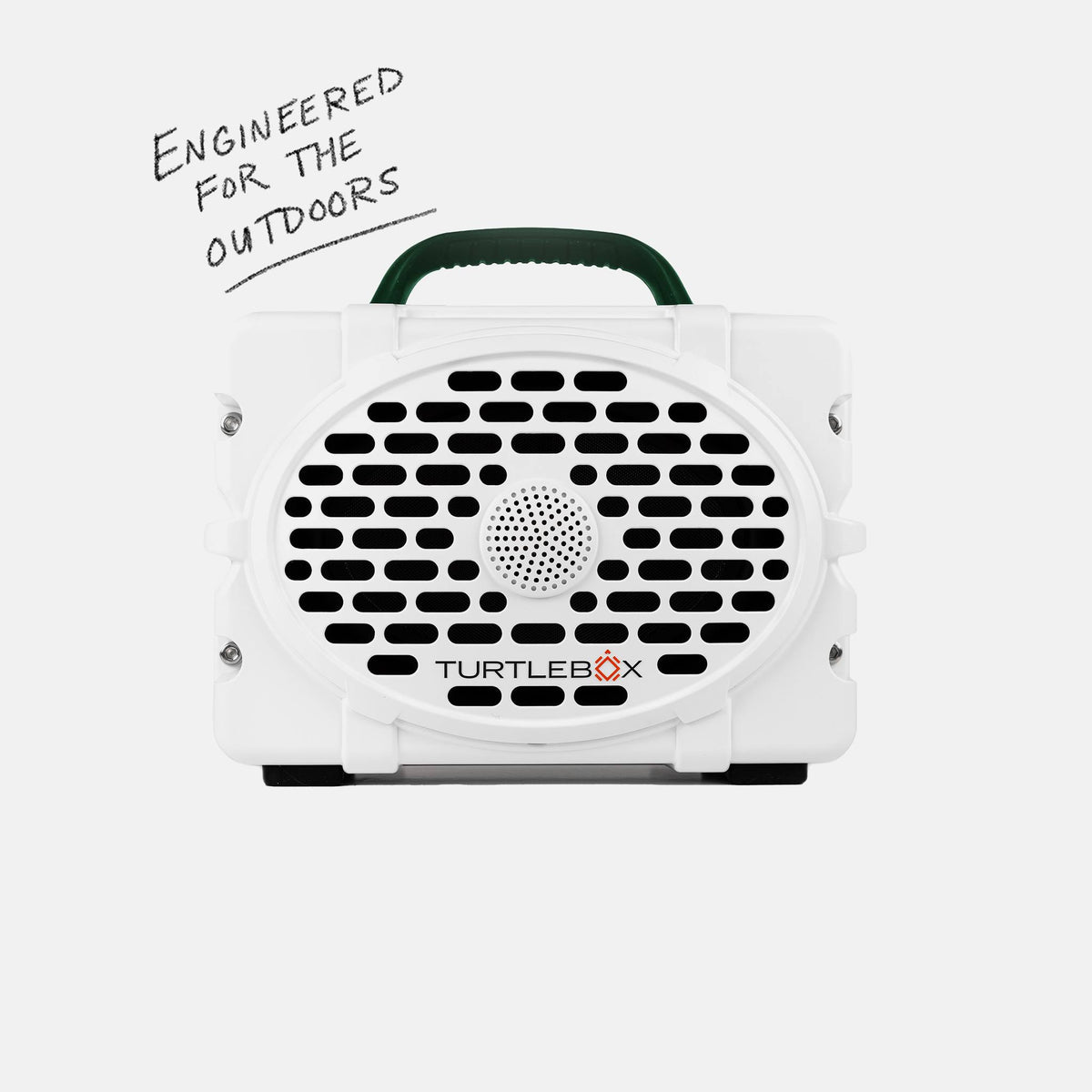 Mountain Bear Original speaker front view with a label saying Engineered for the Outdoors #speaker-color_mountain-bear-artist-series