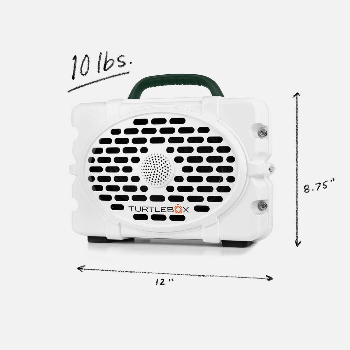 Mountain Bear speaker front with measures information, 10lbs, 12 by 8.75 inches #speaker-color_mountain-bear-artist-series
