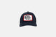Studio front shot of the Live Free Patch Blue Hat