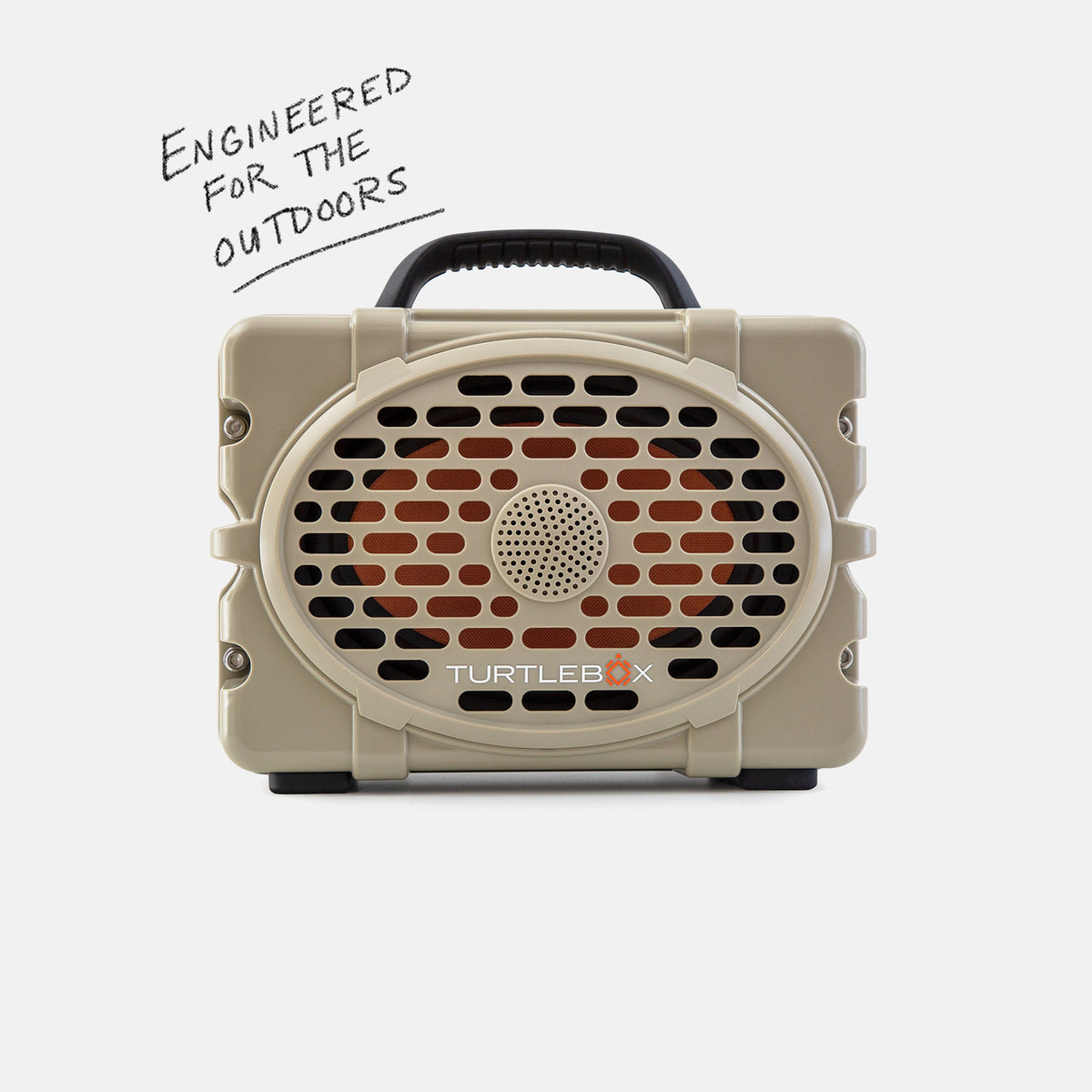 Studio shot of a Original speaker front in Tan showing the speaker is engineered for the outdoors. #speaker-color_tan