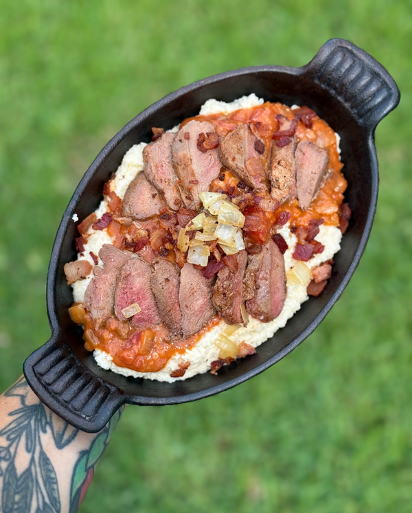 Turtlebox RECIPE: Dove n’ Grits with Tomato Gravy