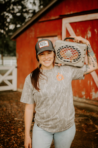 Victoria Loomis with Turtlebox speaker on her shoulder