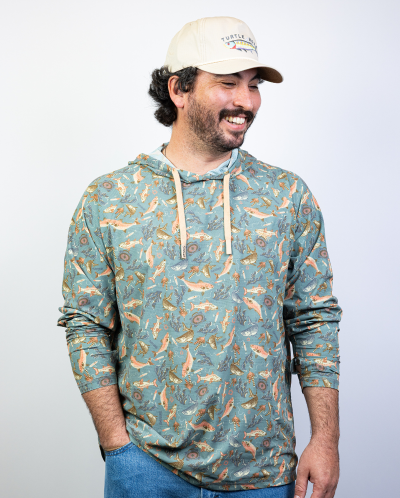 A lifestyle photo of the Turtlebox Sun Hoodie