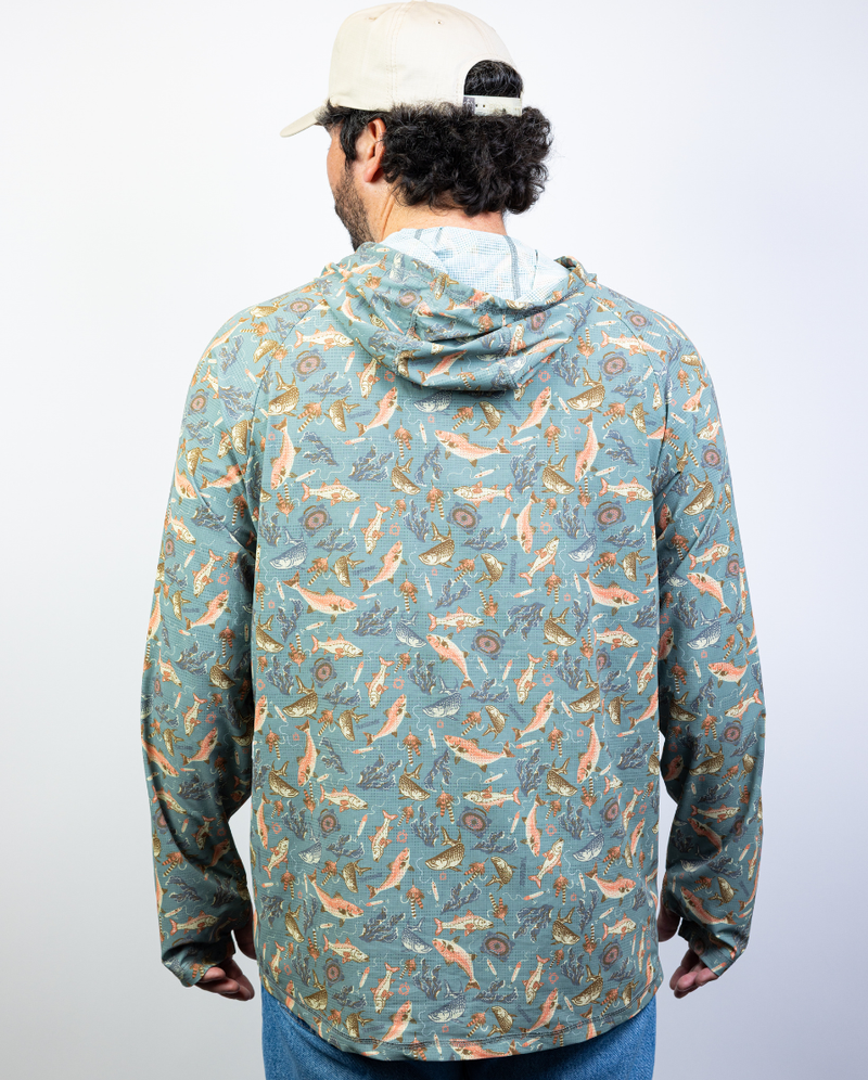 A lifestyle photo of the Turtlebox Sun Hoodie