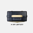 A black Turtlebox portable power station with a beige handle and a digital battery status display on the front, shown against a light gray background with the text '3-DAY BATTERY' underneath.
