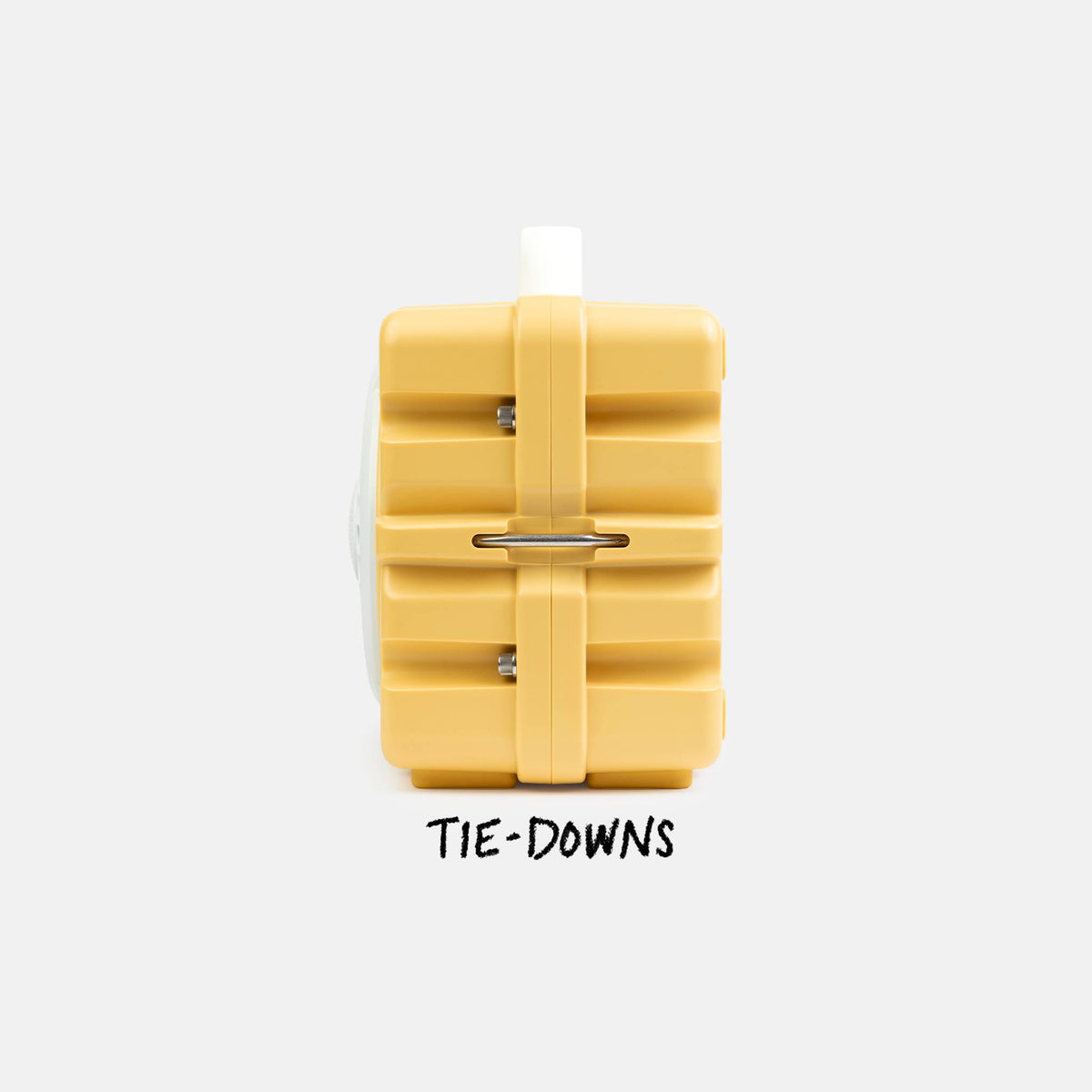 Yellow tie-down strap on a white background with 'TIE-DOWNS' text. #base-color_fighting-lady-yellow