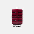 A dark red tie-down luggage strap system shown on a light gray background with the text 'TIE-DOWNS' underneath.