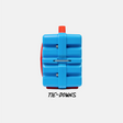 A blue and red plastic tie-down bag or utility case shown from the back on a light gray background, with the text 'TIE-DOWNS' printed below.