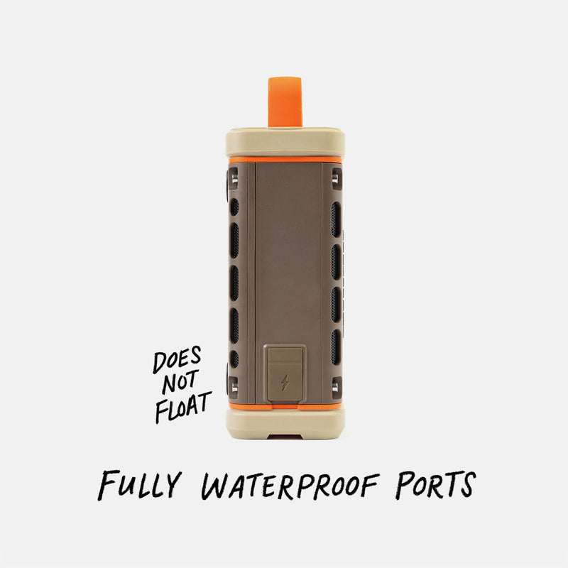 Studio shot of a Delta Ranger speaker calling out  the speaker does not float but does have fully waterproof ports. #base-color_delta