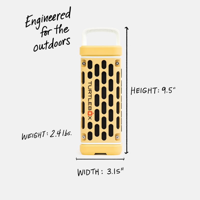 Yellow container with dimensions and weight information on a white background #base-color_fighting-lady-yellow