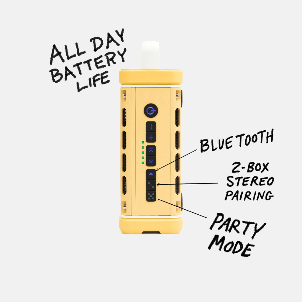 Yellow electronic device with labeled features on a white background #base-color_fighting-lady-yellow