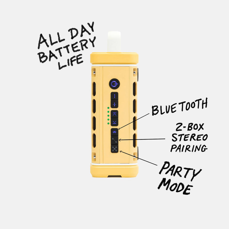 Yellow electronic device with labeled features on a white background #base-color_fighting-lady-yellow