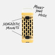 Yellow portable speaker with magnetic mounts on a white background #base-color_fighting-lady-yellow