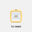 Yellow tie-down with a white interior on a light gray background, labeled 'TIE-DOWNS'. #base-color_fighting-lady-yellow