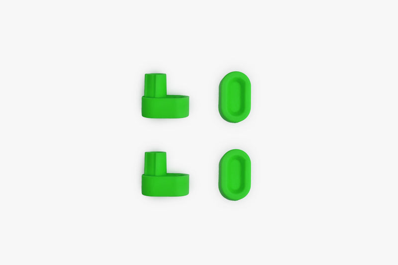 Studio photo showing the kelly green rubber feet  on a white background #feet-color_kelly-green