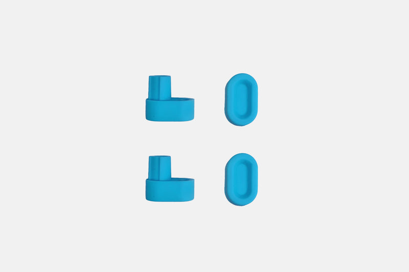 Studio photo showing the blue rubber feet  on a white background #feet-color_blue