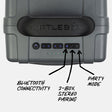 Turtlebox speaker with control buttons labeled on a white background #base-color_gray