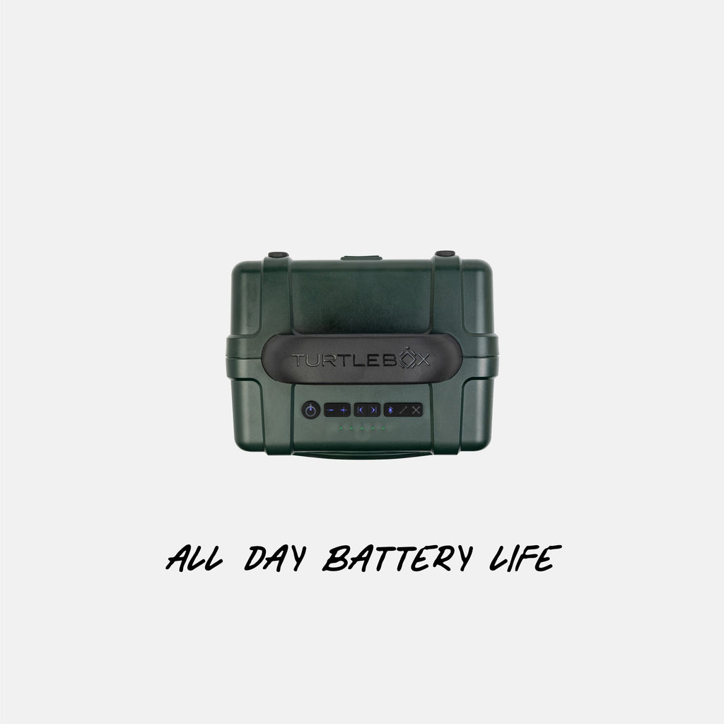 Green portable battery pack with 'Turtleback' branding on a white background #base-color_green