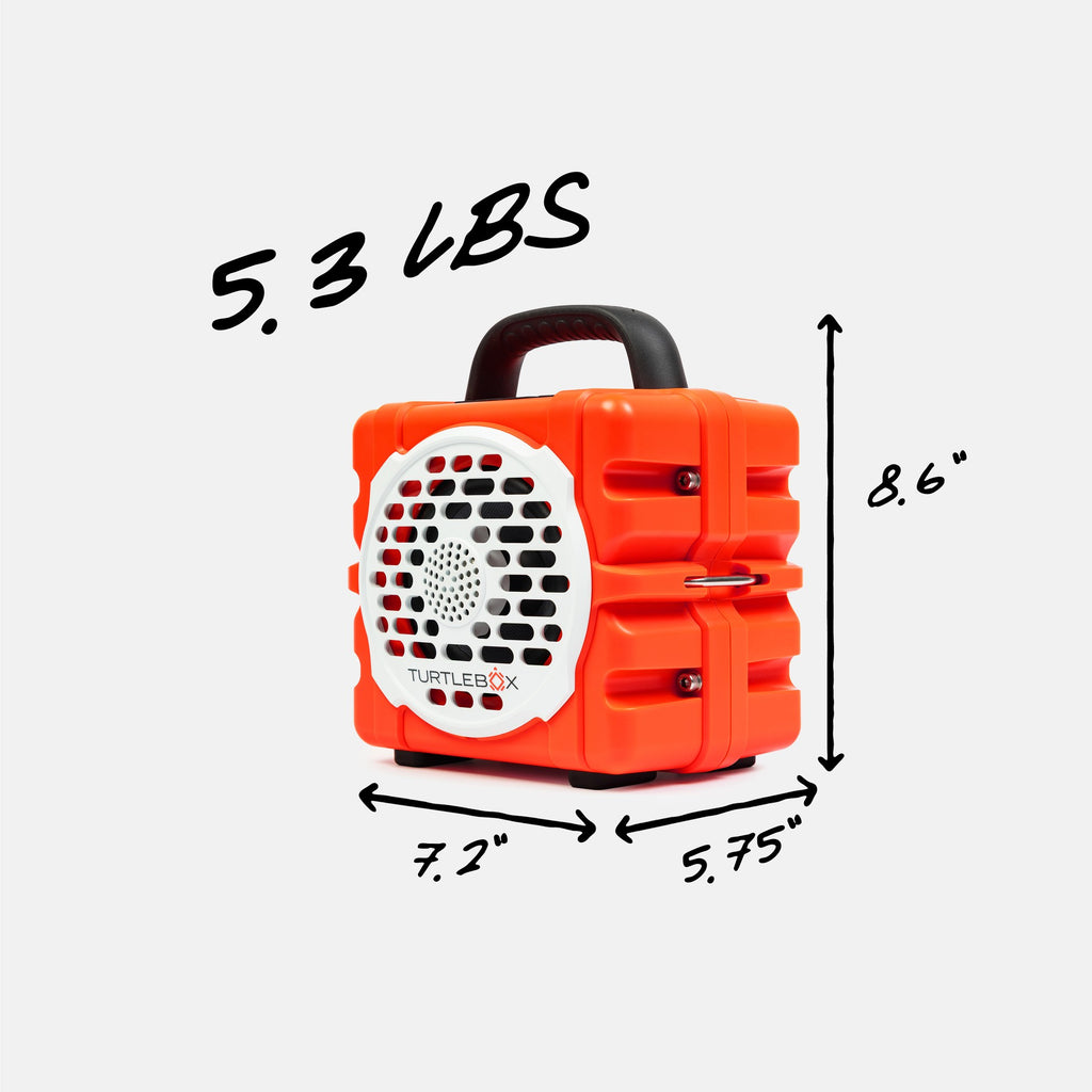 Orange container with measurements and weight label on a white background #base-color_orange