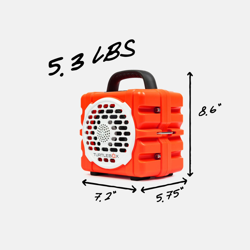 Orange container with measurements and weight label on a white background #base-color_orange