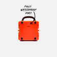 Orange portable device with a handle labeled 'Fully Waterproof Port' on a white background #base-color_orange