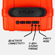 Red electronic device with TurtleBox branding and control buttons on a white background #base-color_orange