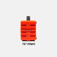 Orange tool organizer with black accents on a white background, labeled 'Tie-Downs'. #base-color_orange