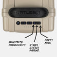 Turtlebox tan speaker with control buttons and labels on a white background #base-color_tan