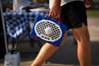 A lifestyle photo of a Blue & Crimson Original Gen 3 speaker. #speaker-color_blue-crimson-gameday-series