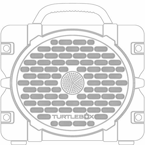 Top-down view of a TurtleBox device with grid pattern