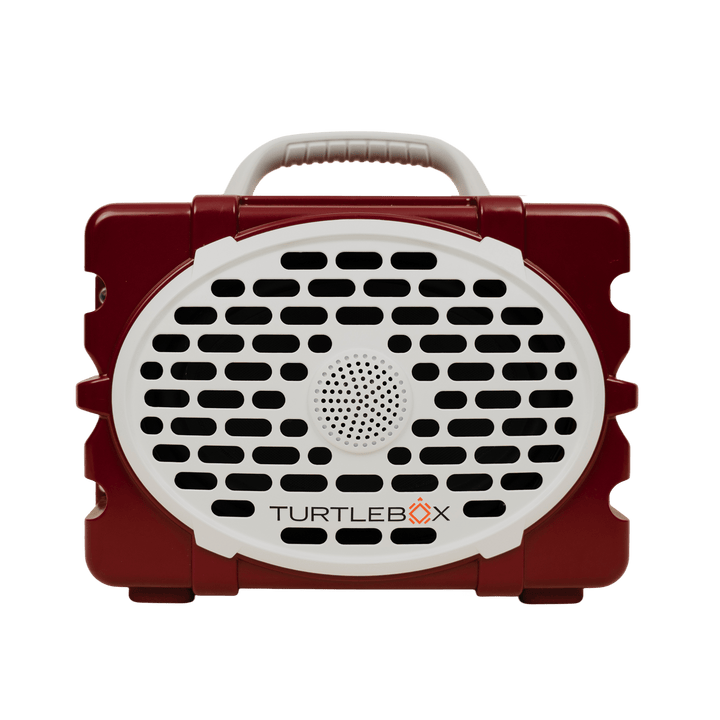 Maroon & White speaker studio image