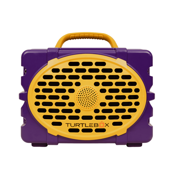 Purple & Gold speaker studio image