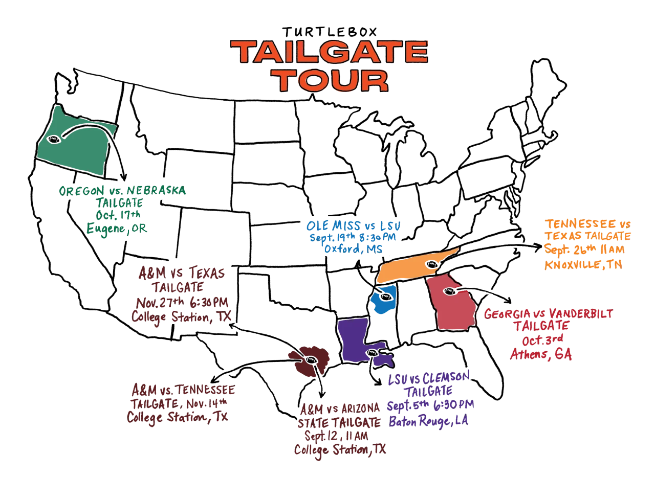 Tailgate Tour USA map graphic